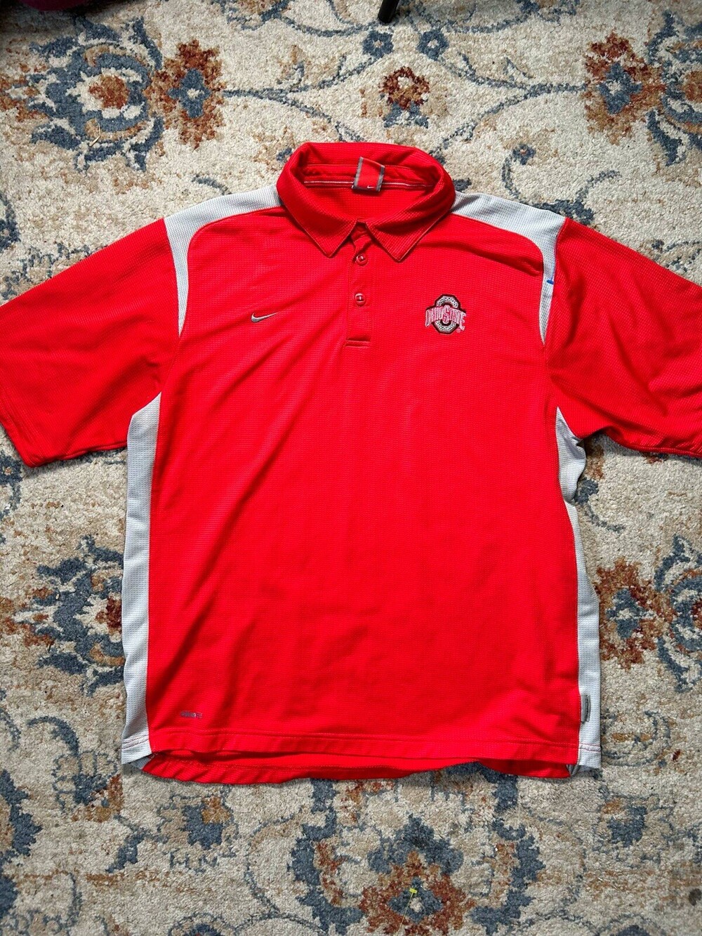 Ohio State Buckeyes Nike Team Polo Shirt Vintage Red NCAA Large